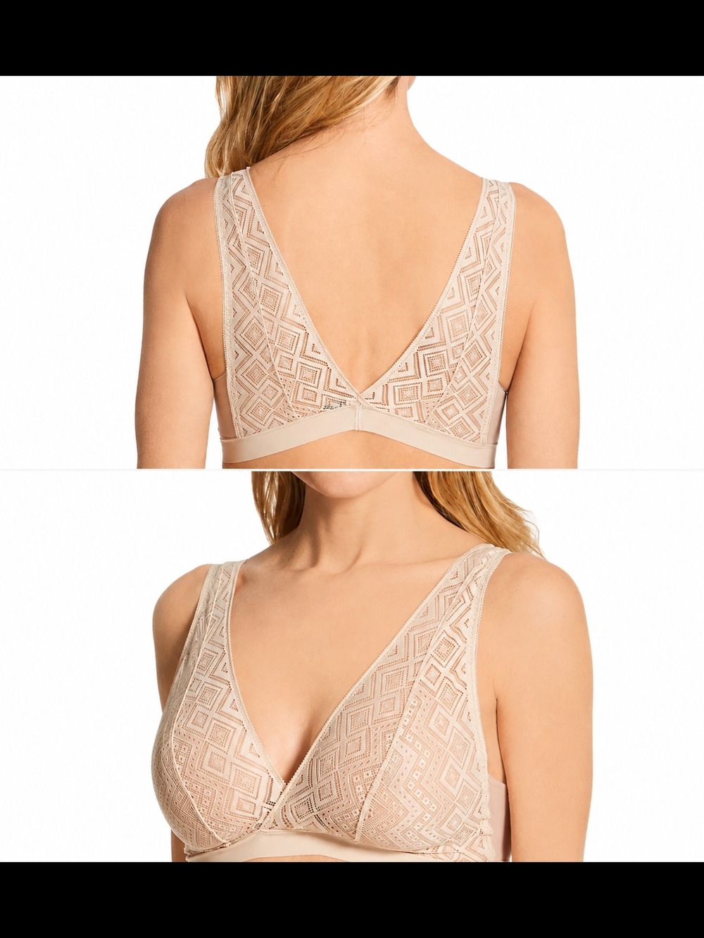 DKNY Lace V-Neck Wireless Bralette in Nude